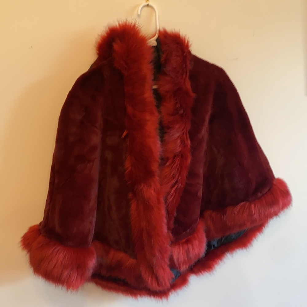 Hooded Faux Fur Cape